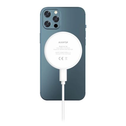 Aligator AMS08WT - Bezdrôtová nabíjačka MagSafe 3 v 1 15 W biela