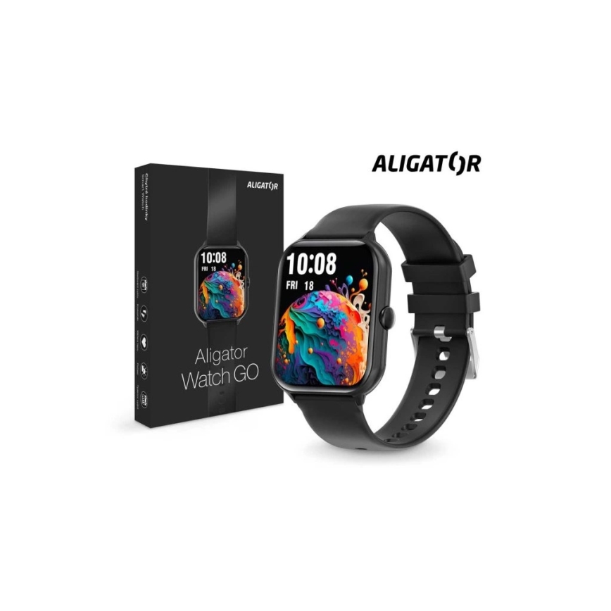 Aligator AW10BK - Inteligentné hodinky Watch GO 220 mAh IP67 čierna