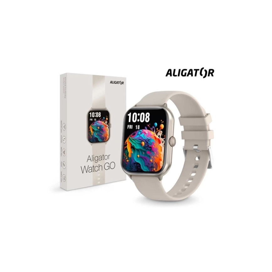 Aligator AW10SR - Inteligentné hodinky Watch GO 220 mAh IP67 krémová
