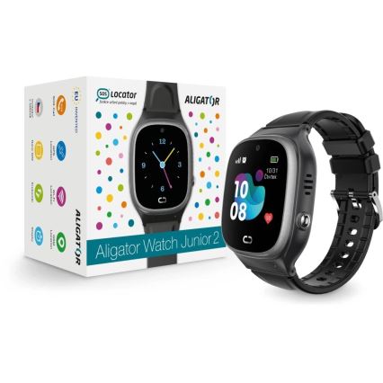 Aligator AW11BK - Inteligentné hodinky Watch Junior 2 450 mAh IP67 Wi-Fi čierna