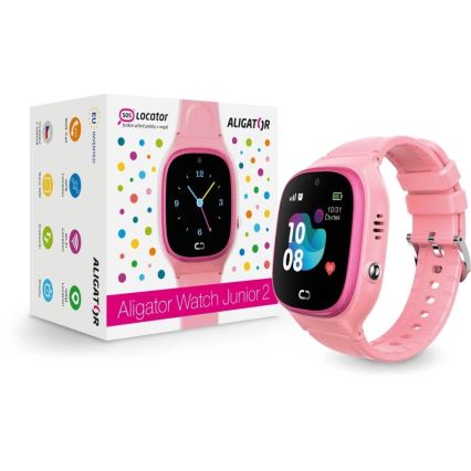 Aligator AW11PK - Inteligentné hodinky Watch Junior 2 450 mAh IP67 Wi-Fi ružové