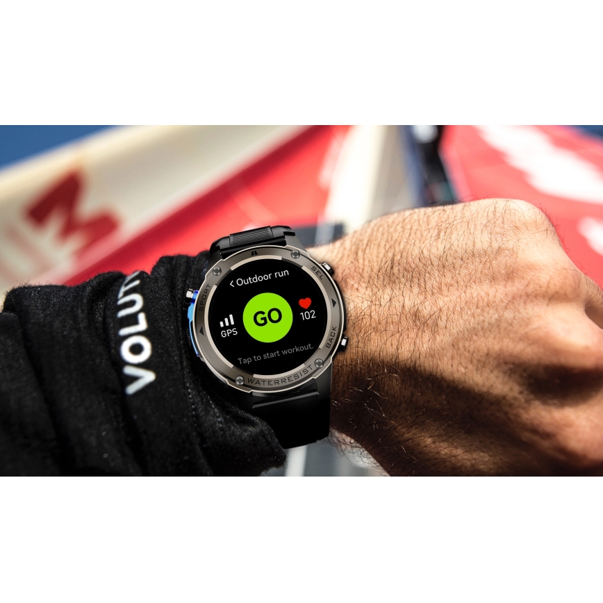 Aligator AW12BK - inteligentné hodinky Watch s GPS, 500 mAh batéria, IP69K, čierne