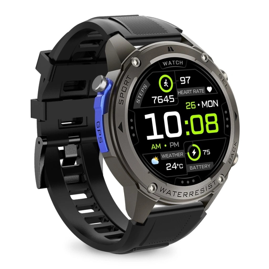 Aligator AW12BK - inteligentné hodinky Watch s GPS, 500 mAh batéria, IP69K, čierne