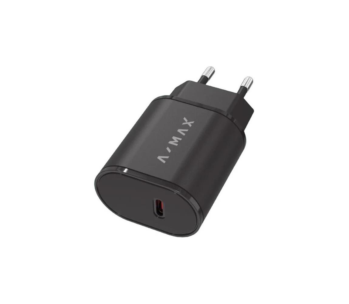 Aligator AX0002V - Rýchlonabíjací adaptér A-MAX Power Delivery 20W USB-C čierny AX0002V
