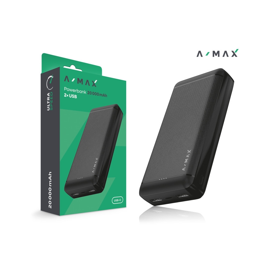 Aligator AX0004 - Powerbanka A-MAX 20000 mAh, 3,7 V, čierna