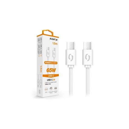 Aligator DATKP49 - USB kábel USB-C / USB-C 65W Power Delivery 1,5 m biely