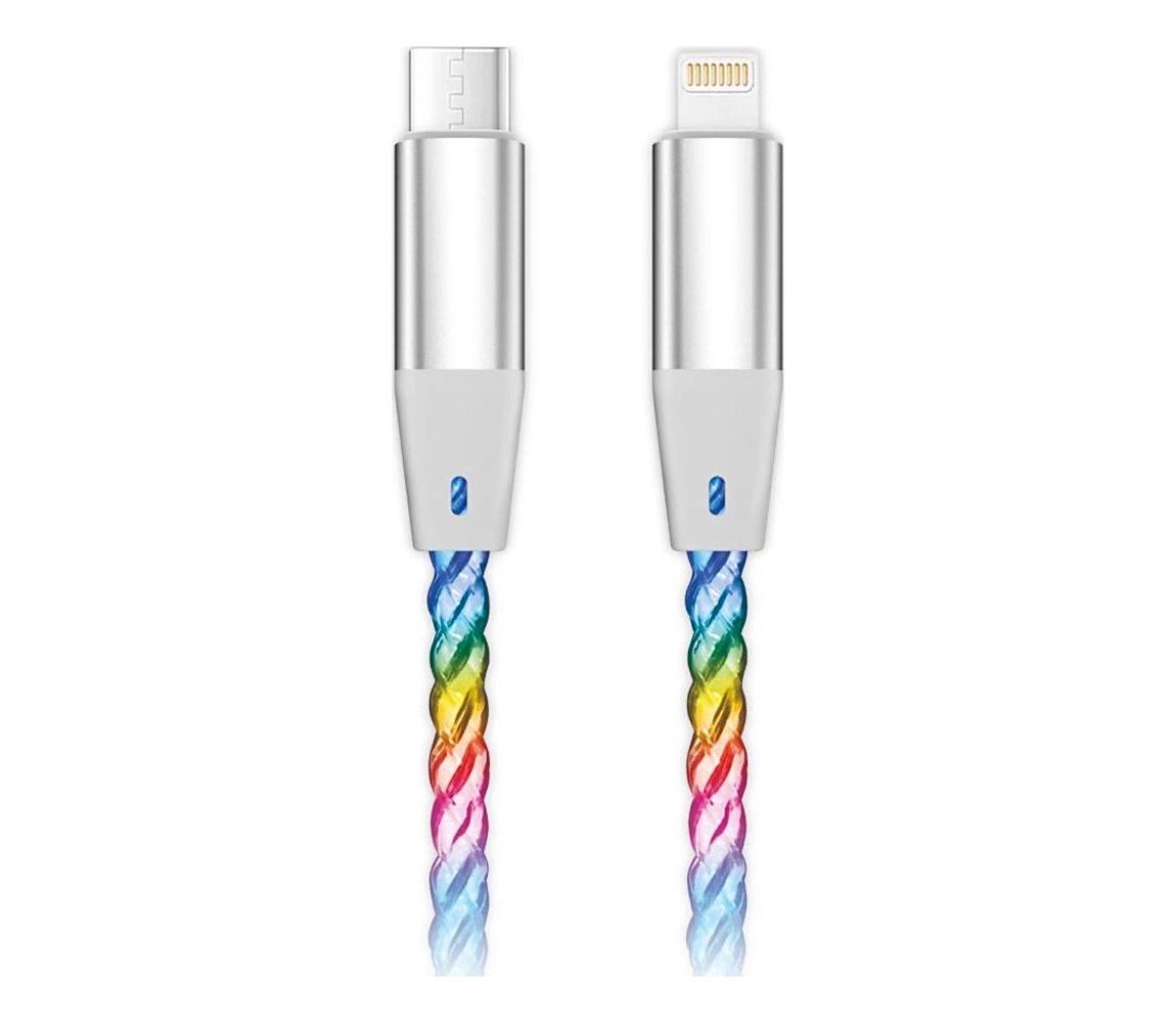 Aligator DATKP63 - USB kábel USB-C / Lightning s LED podsvietením 30W PD 1,2m DATKP63