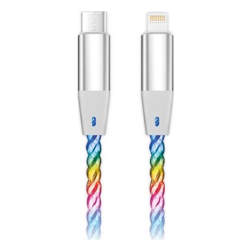 Aligator DATKP65 - USB kábel USB-C/Lightning s LED podsvietením, 30 W Power Delivery, 0,5 m