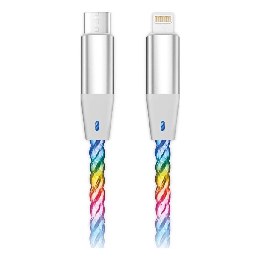 Aligator DATKP65 - USB kábel USB-C/Lightning s LED podsvietením, 30 W Power Delivery, 0,5 m