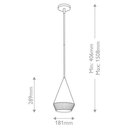 Alora Mood - Luster na tyči DAPHNE 1xE27/60W/230V pr. 18,1 cm čierna/hnedá