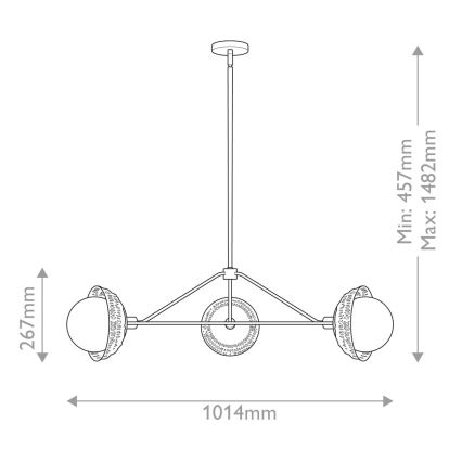 Alora Mood - Luster na tyči PERTH 3xE14/40W/230V zlatý
