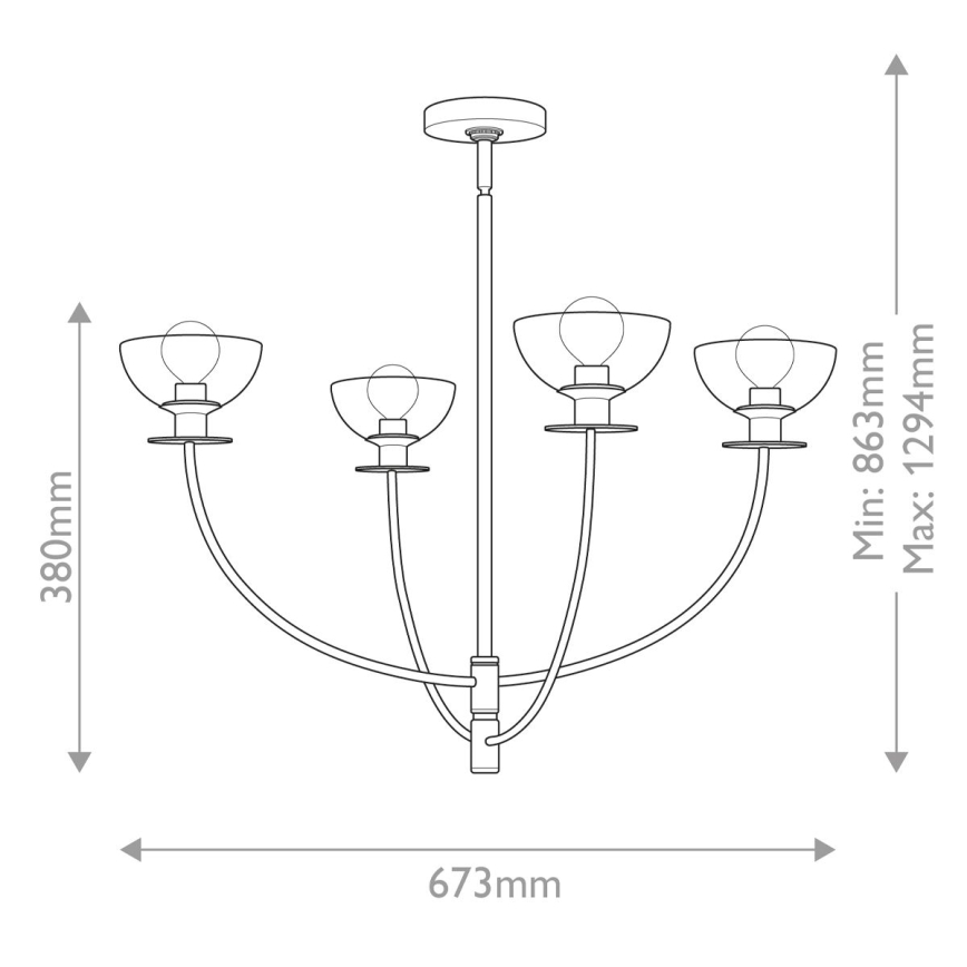 Alora Mood - Luster na tyči SYLVIA 4xE14/40W/230V zlatý