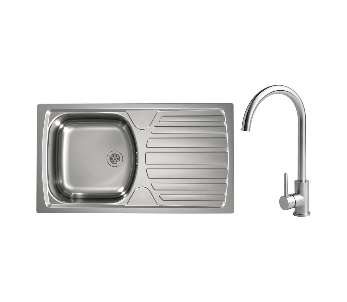 ALVEUS - Kuchynský drez BASIC 78x43,5 cm + drezová batéria VIOLA 36,7 cm nerez AV0146+AV0148
