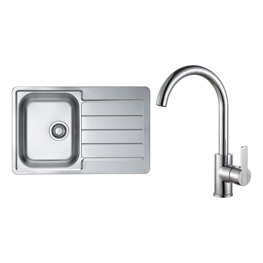 ALVEUS SET0026 - Kuchynský drez LINE 79x50 cm + drezová batéria TONIA 29,5 cm satinovaný/lesklý chróm