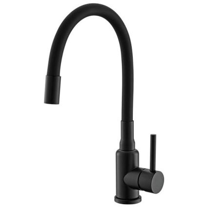 ALVEUS SETA23193 - Kuchynský drez ATROX 50x50 cm + drezová batéria s flexibilným ramienkom MINTAS 34 cm granit/matná čierna