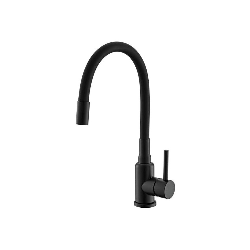 ALVEUS SETA23193 - Kuchynský drez ATROX 50x50 cm + drezová batéria s flexibilným ramienkom MINTAS 34 cm granit/matná čierna