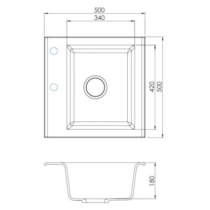 ALVEUS SETA23193 - Kuchynský drez ATROX 50x50 cm + drezová batéria s flexibilným ramienkom MINTAS 34 cm granit/matná čierna