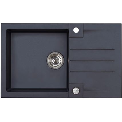 ALVEUS SETA23201 - Kuchynský drez ROCK 78x48 cm + drezová batéria s flexibilným ramienkom MINTAS 34 cm granit/matná čierna