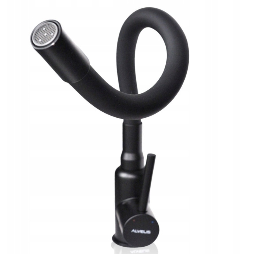 ALVEUS SETA23201 - Kuchynský drez ROCK 78x48 cm + drezová batéria s flexibilným ramienkom MINTAS 34 cm granit/matná čierna