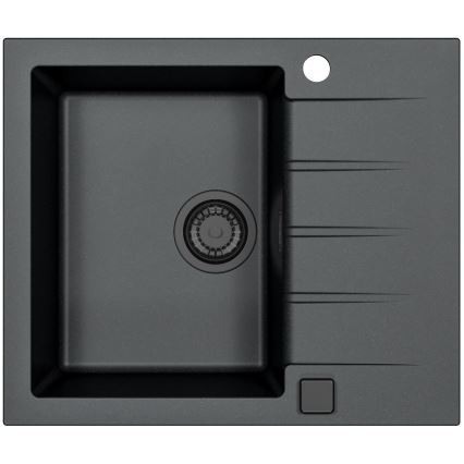 ALVEUS SETA23230 - Kuchynský drez CADIT 59x50 cm + drezová batéria s flexibilným ramienkom MINTAS 34 cm granit/matná čierna