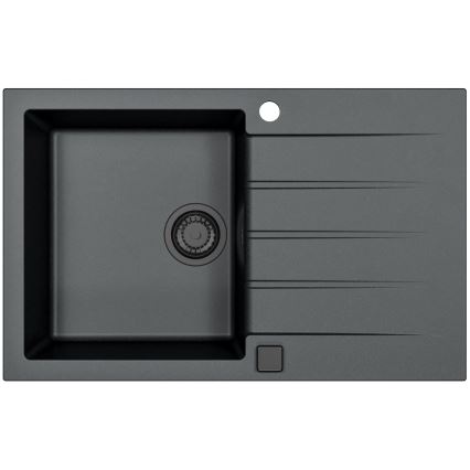 ALVEUS SETA23231 - Kuchyňský dřez CADIT 79x50 cm + dřezová baterie s flexibilním ramínkem MINTAS 34 cm granit/matná černá