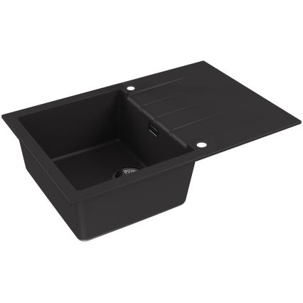 ALVEUS SETA23231 - Kuchyňský dřez CADIT 79x50 cm + dřezová baterie s flexibilním ramínkem MINTAS 34 cm granit/matná černá