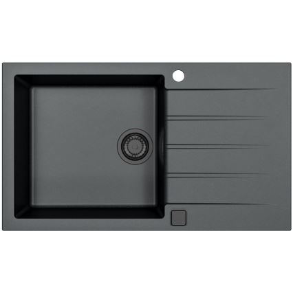 ALVEUS SETA23232 - Kuchynský drez CADIT 86x50 cm + drezová batéria s flexibilným ramienkom MINTAS 34 cm granit/matná čierna
