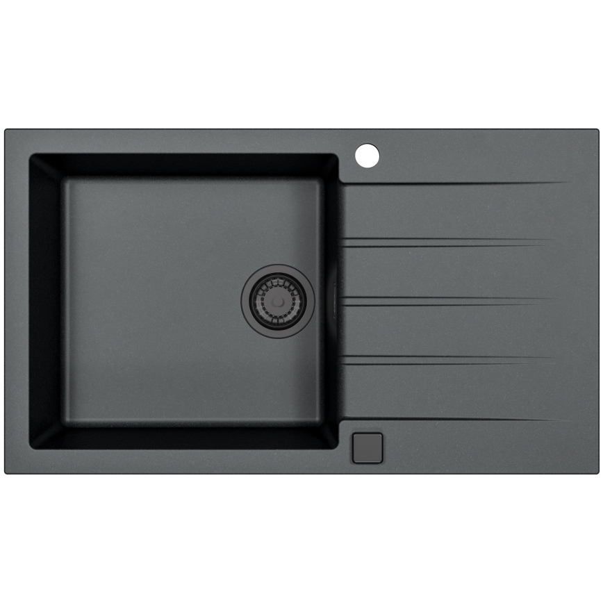 ALVEUS SETA23232 - Kuchynský drez CADIT 86x50 cm + drezová batéria s flexibilným ramienkom MINTAS 34 cm granit/matná čierna