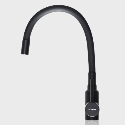 ALVEUS SETA23232 - Kuchynský drez CADIT 86x50 cm + drezová batéria s flexibilným ramienkom MINTAS 34 cm granit/matná čierna