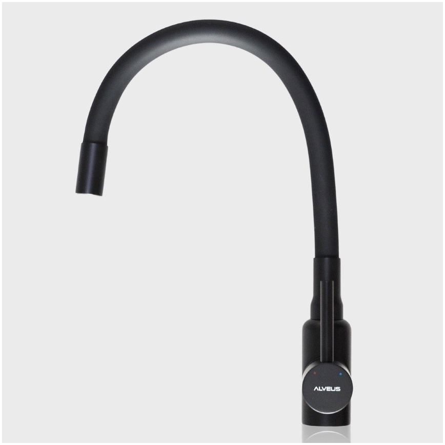 ALVEUS SETA23236 - Kuchynský drez ROCK 59,5x47,5 cm + drezová batéria s flexibilným ramienkom MINTAS 34 cm granit/matná čierna