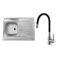 ALVEUS SETA24019 - Kuchynský drez CLASSIC 80x60 cm + drezová batéria s flexibilným ramienkom MINTAS 34 cm kartáčovaná oceľ/čierna