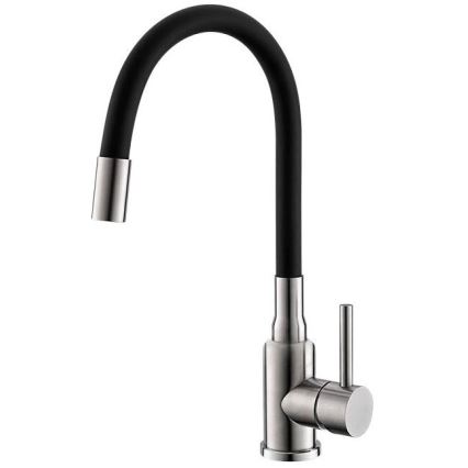 ALVEUS SETA24019 - Kuchyňský dřez CLASSIC 80x60 cm + dřezová baterie s flexibilním ramínkem MINTAS 34 cm kartáčovaná ocel/černá