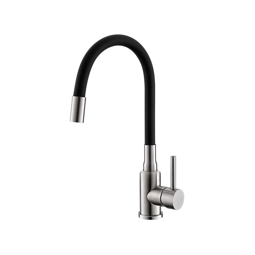 ALVEUS SETA24019 - Kuchyňský dřez CLASSIC 80x60 cm + dřezová baterie s flexibilním ramínkem MINTAS 34 cm kartáčovaná ocel/černá
