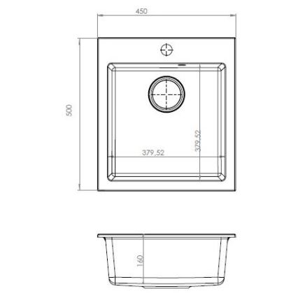 ALVEUS SETA737 - Kuchynský drez CORTINA 50x45 cm + drezová batéria s flexibilným ramienkom TONIA 29,5 cm granit/matná čierna