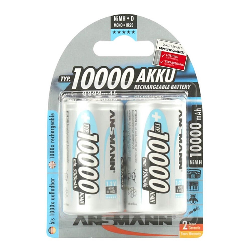 Ansmann 06549 Mono D - 2ks nabíjacia batéria D NiMH/1,2V/1000mAh