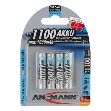 Ansmann 07521 Micro AAA - 4ks nabíjacia batéria AAA NiMH1,2V/1050mAh