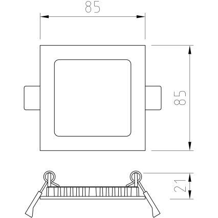 APLED - LED Kúpeľňové podhľadové svietidlo SQUARE LED/3W/230V IP41 85x85 mm