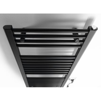 Aqualine - Kúpeľňový elektrický radiátor DIRECT-E 300W/230V 96 cm matná čierna rovný