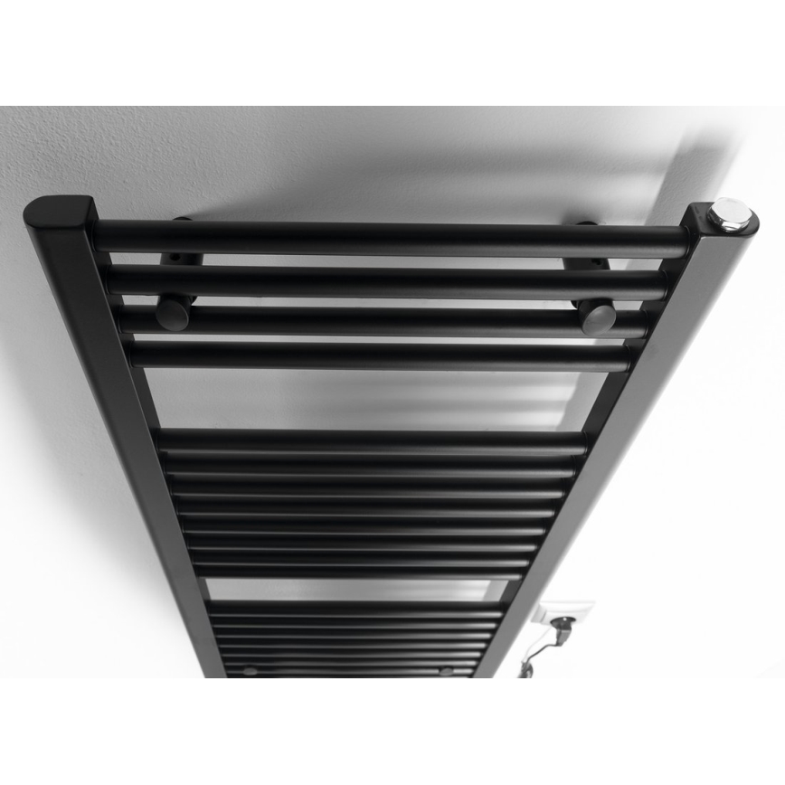 Aqualine - Kúpeľňový elektrický radiátor DIRECT-E 300W/230V 96 cm matná čierna rovný