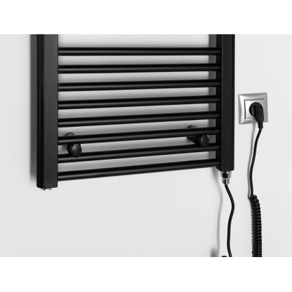 Aqualine - Kúpeľňový elektrický radiátor DIRECT-E 300W/230V 96 cm matná čierna rovný