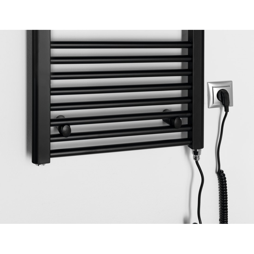 Aqualine - Kúpeľňový elektrický radiátor DIRECT-E 300W/230V 96 cm matná čierna rovný