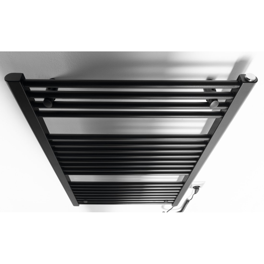 Aqualine - Kúpeľňový elektrický radiátor DIRECT-E 400W/230V 96 cm matná čierna rovný