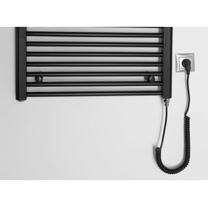 Aqualine - Kúpeľňový elektrický radiátor DIRECT-E 400W/230V 96 cm matná čierna rovný