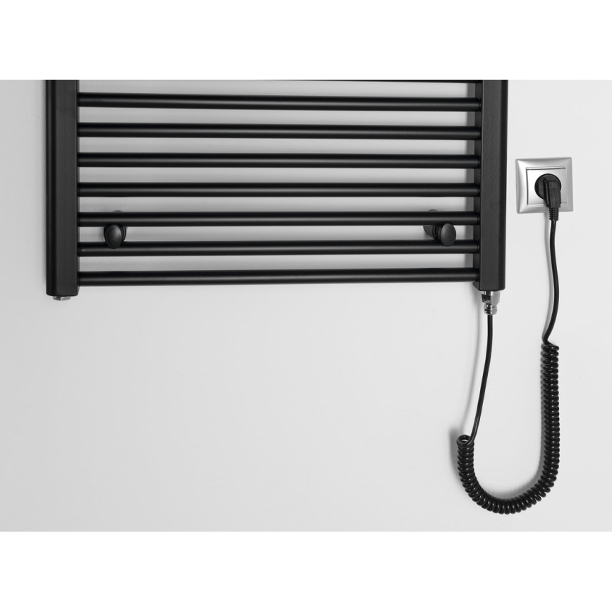 Aqualine - Kúpeľňový elektrický radiátor DIRECT-E 400W/230V 96 cm matná čierna rovný