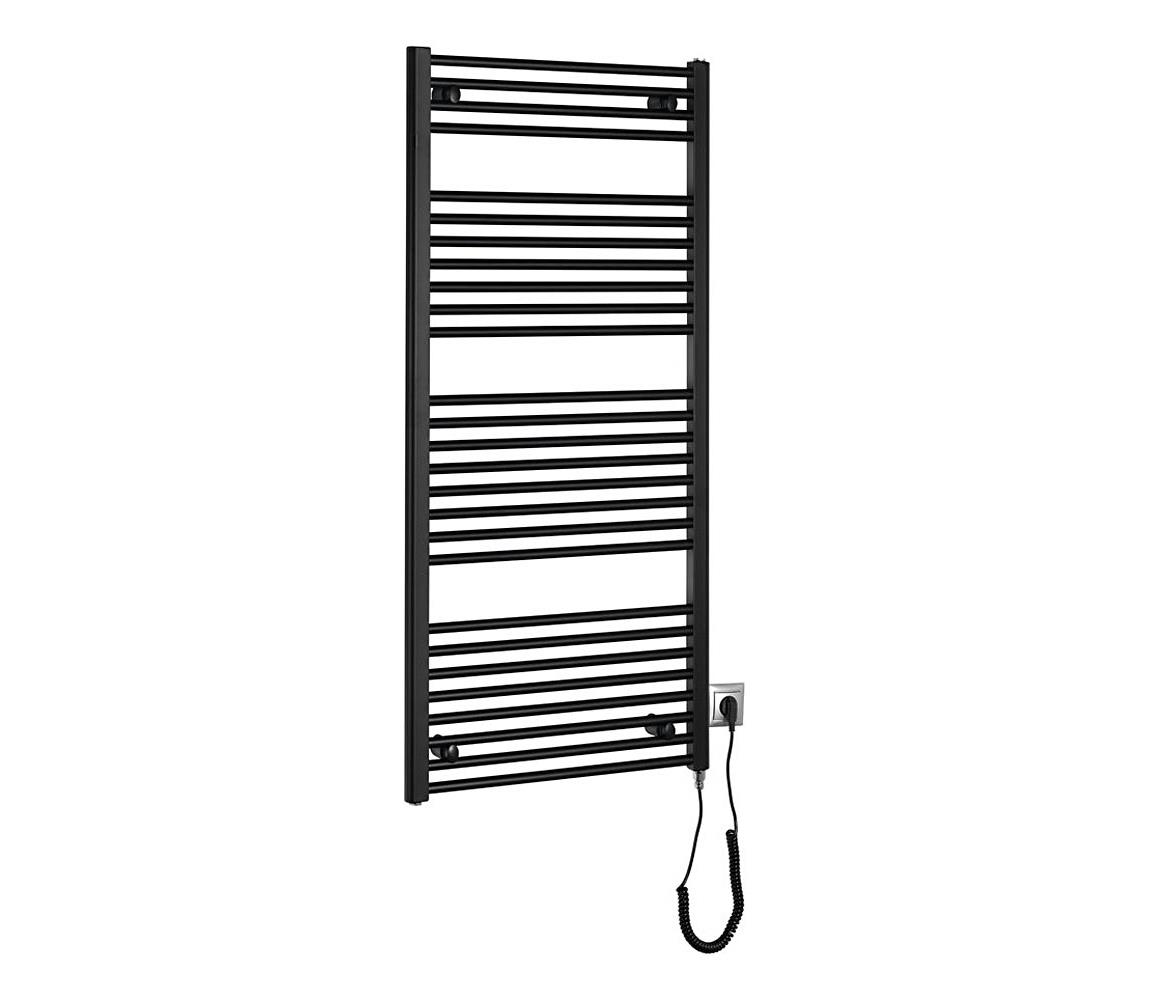 Aqualine - Kúpeľňový elektrický radiátor DIRECT-E 600W 132x60 cm matná čierna ILE36TB