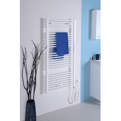 Aqualine - Kúpeľňový elektrický radiátor DIRECT-E 600W/230V 132 cm biela rovný