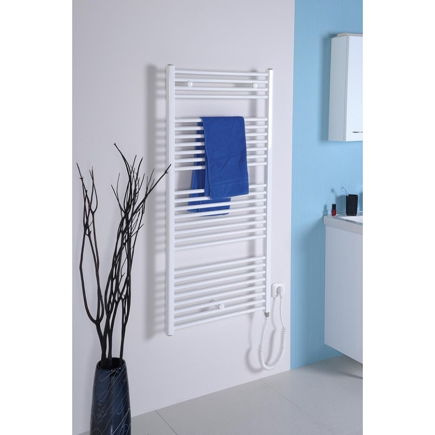 Aqualine - Kúpeľňový elektrický radiátor DIRECT-E 600W/230V 132 cm biela rovný