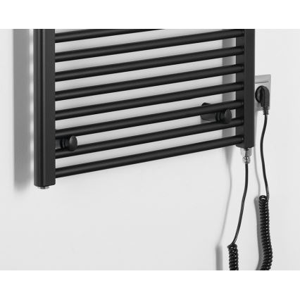 Aqualine - Kúpeľňový elektrický radiátor DIRECT-E 600W/230V 132 cm matná čierna rovný