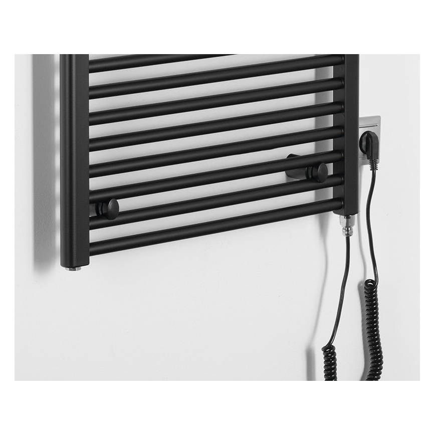 Aqualine - Kúpeľňový elektrický radiátor DIRECT-E 600W/230V 132 cm matná čierna rovný