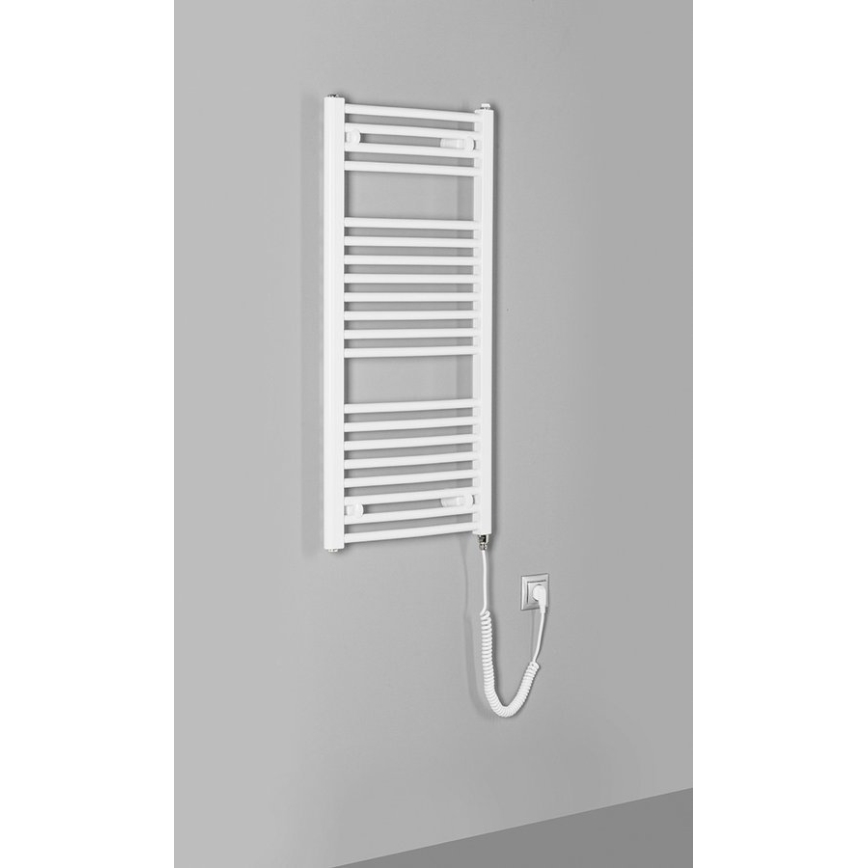 Aqualine - Kúpeľňový elektrický radiátor ORBIT-E 300W/230V 96 cm biela oblý